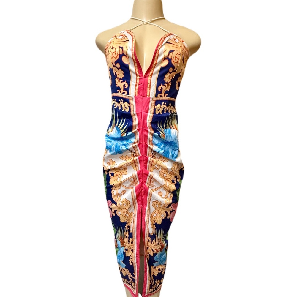 Multicolor Halter Dress with High Waist